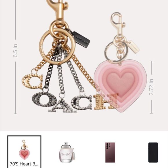 Coach multi chain logo spellout signature metal keychain/bag charm nip - Picture 3 of 6